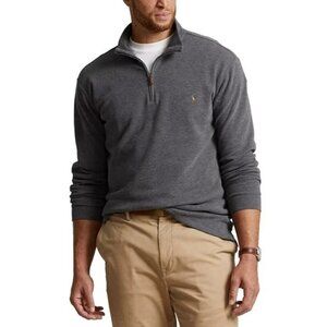 Ralph Lauren Polo Men's 1/4 Zip Pull Over Sweater Gray XL Estate Rib Gray